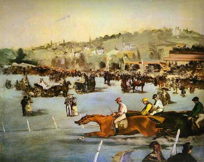Wikioo.org - The Encyclopedia of Fine Arts - Painting, Artwork by Edouard Manet - Racecourse in the Bois de Boulogne