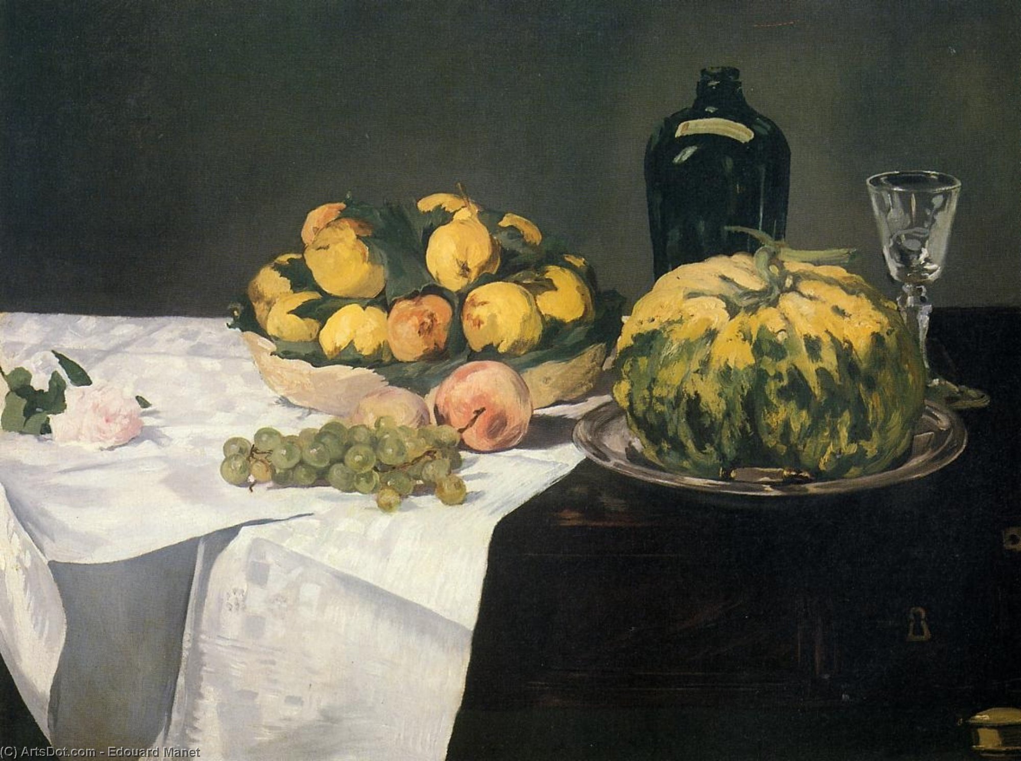 Wikioo.org - สารานุกรมวิจิตรศิลป์ - จิตรกรรม Edouard Manet - Still Life with Melon and Peaches