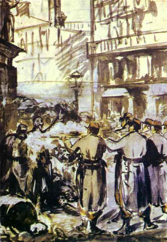 Wikioo.org - Encyklopedia Sztuk Pięknych - Malarstwo, Grafika Edouard Manet - The Barricade (Civil War)