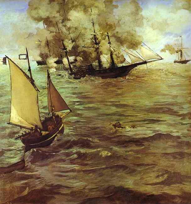 Wikioo.org - The Encyclopedia of Fine Arts - Painting, Artwork by Edouard Manet - The Battle of the Kearsarge and the Alabama