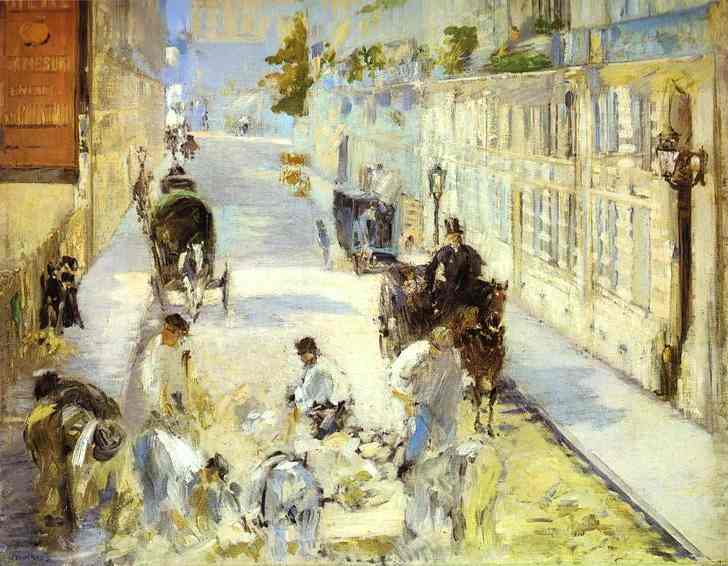 Wikoo.org - موسوعة الفنون الجميلة - اللوحة، العمل الفني Edouard Manet - The road-menders, Rue de Berne