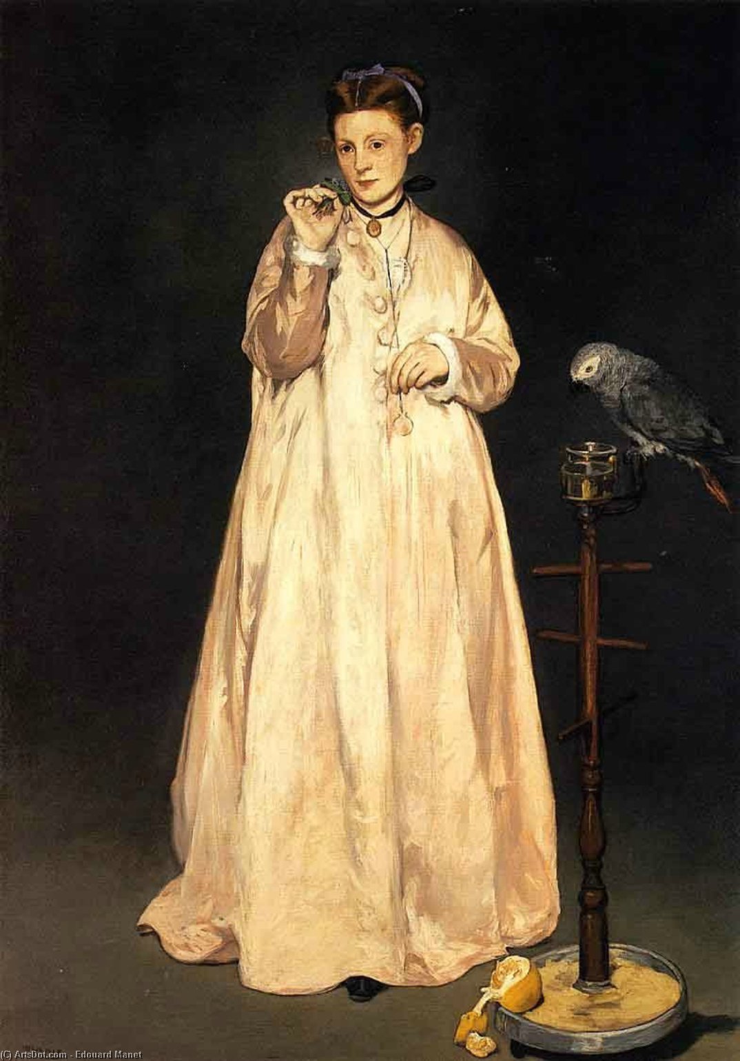 Wikioo.org - Die Enzyklopädie bildender Kunst - Malerei, Kunstwerk von Edouard Manet - frau mit einem papagei