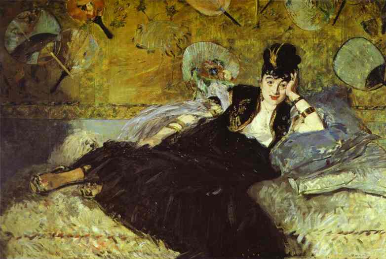 Wikoo.org - موسوعة الفنون الجميلة - اللوحة، العمل الفني Edouard Manet - Woman with Fans (Nina de Callias)
