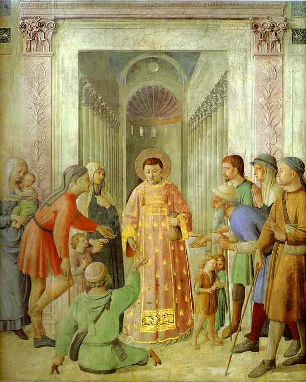 Wikioo.org - สารานุกรมวิจิตรศิลป์ - จิตรกรรม Fra Angelico - Distributing of Alms