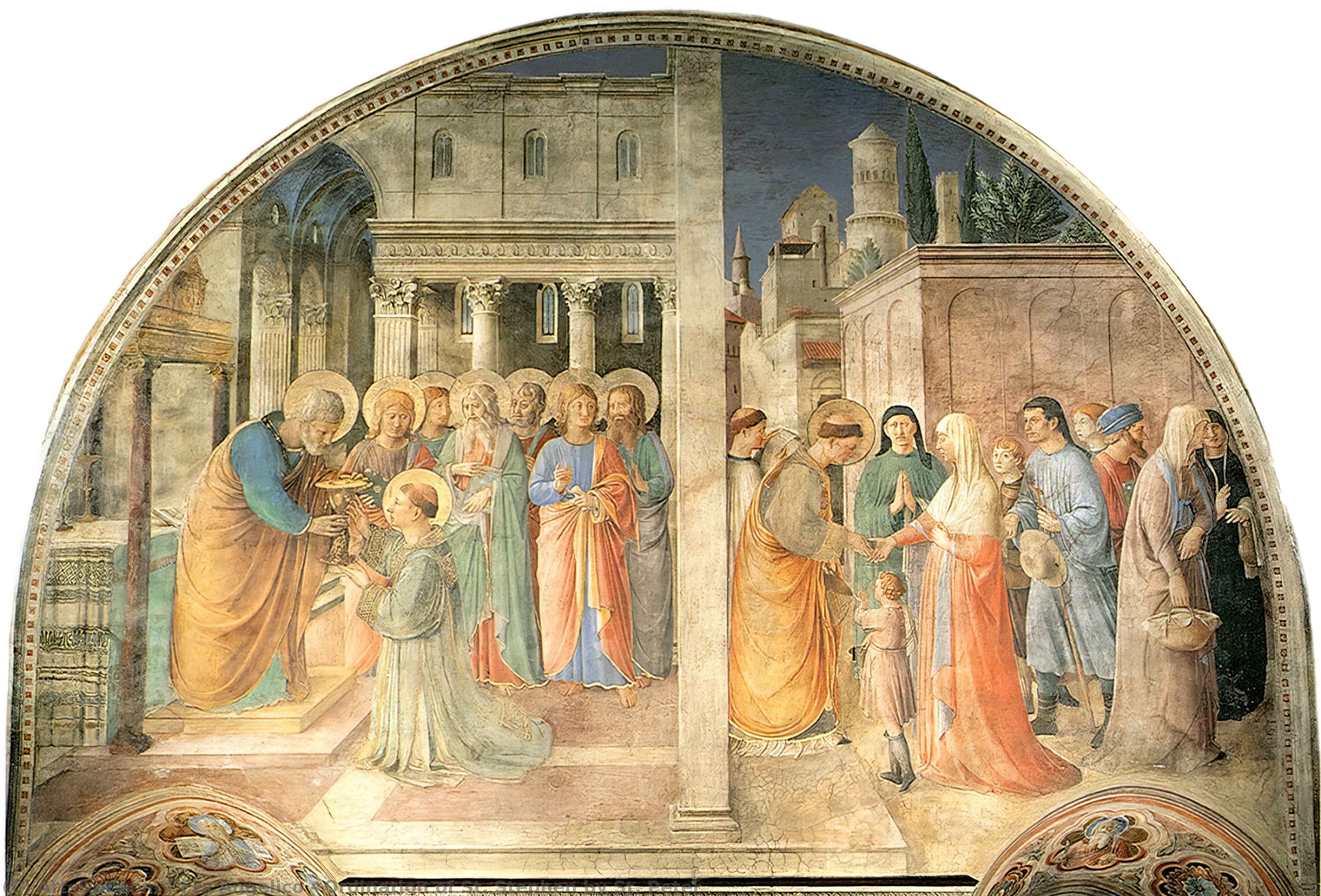 WikiOO.org - Encyclopedia of Fine Arts - Malba, Artwork Fra Angelico - Ordination of St. Stephen by St. Peter