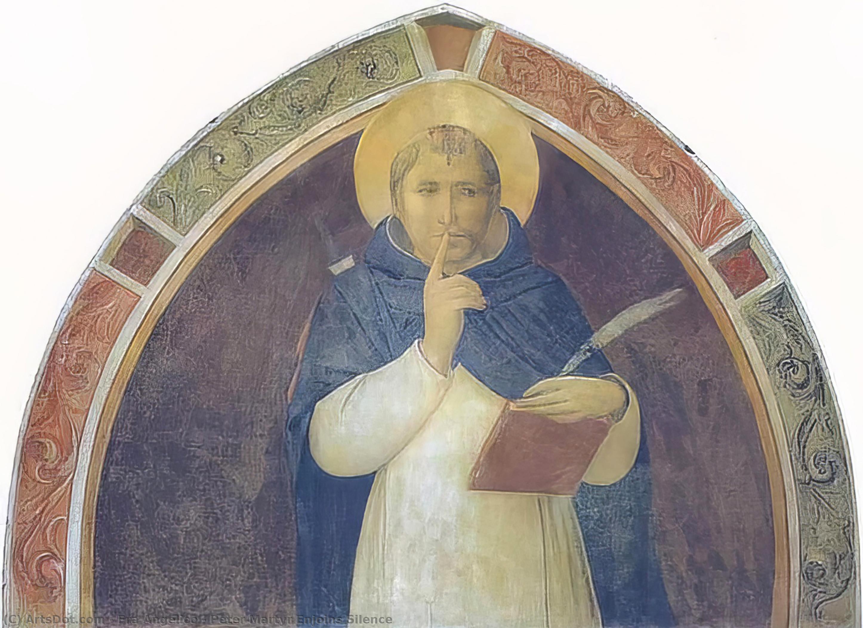 Wikoo.org - موسوعة الفنون الجميلة - اللوحة، العمل الفني Fra Angelico - Peter Martyr Enjoins Silence