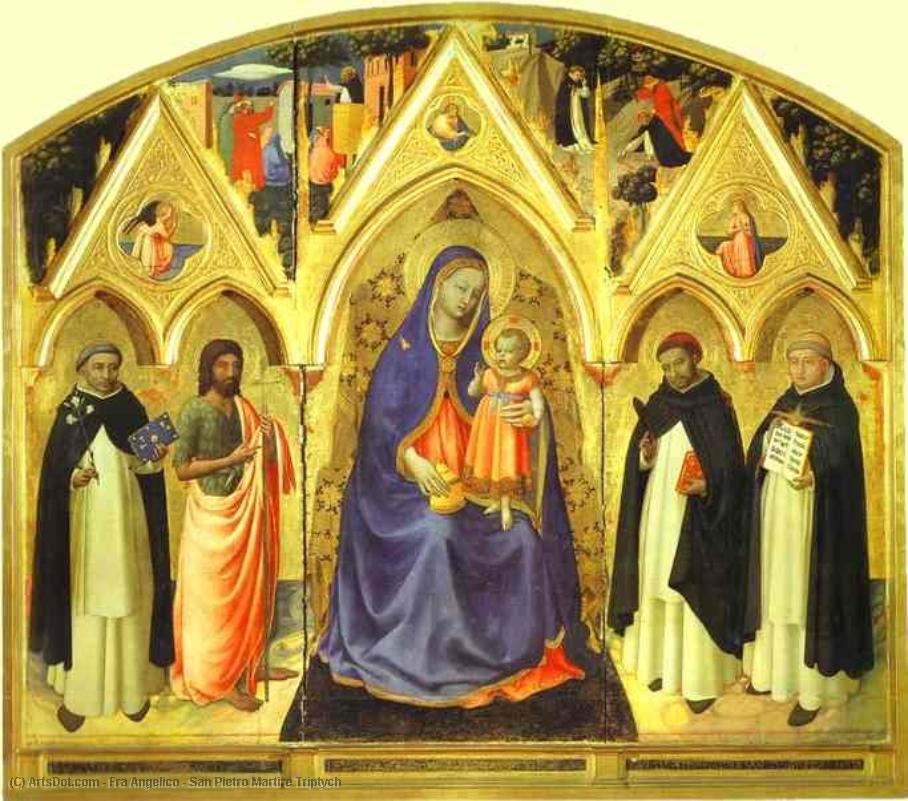 Wikoo.org - موسوعة الفنون الجميلة - اللوحة، العمل الفني Fra Angelico - San Pietro Martire Triptych