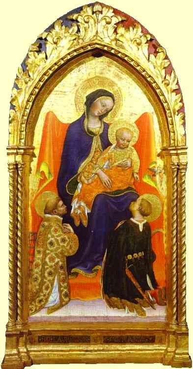 Wikioo.org - The Encyclopedia of Fine Arts - Painting, Artwork by Gentile Da Fabriano - Gentile da Fabriano - Madonna and Child, with St. Lawrence and St. Julian