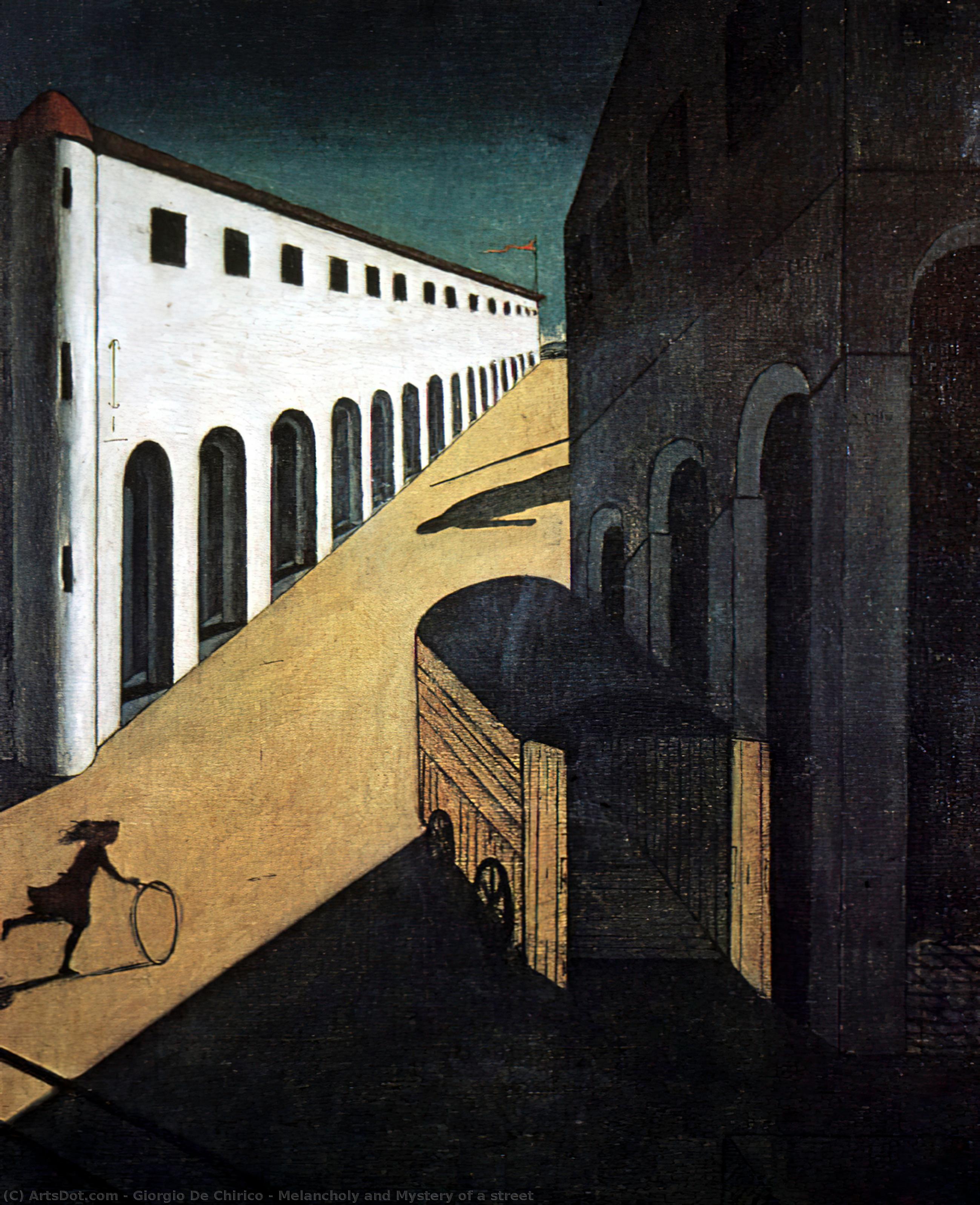Wikioo.org - Die Enzyklopädie bildender Kunst - Malerei, Kunstwerk von Giorgio De Chirico - Melancholie und Geheimnis einer Straße