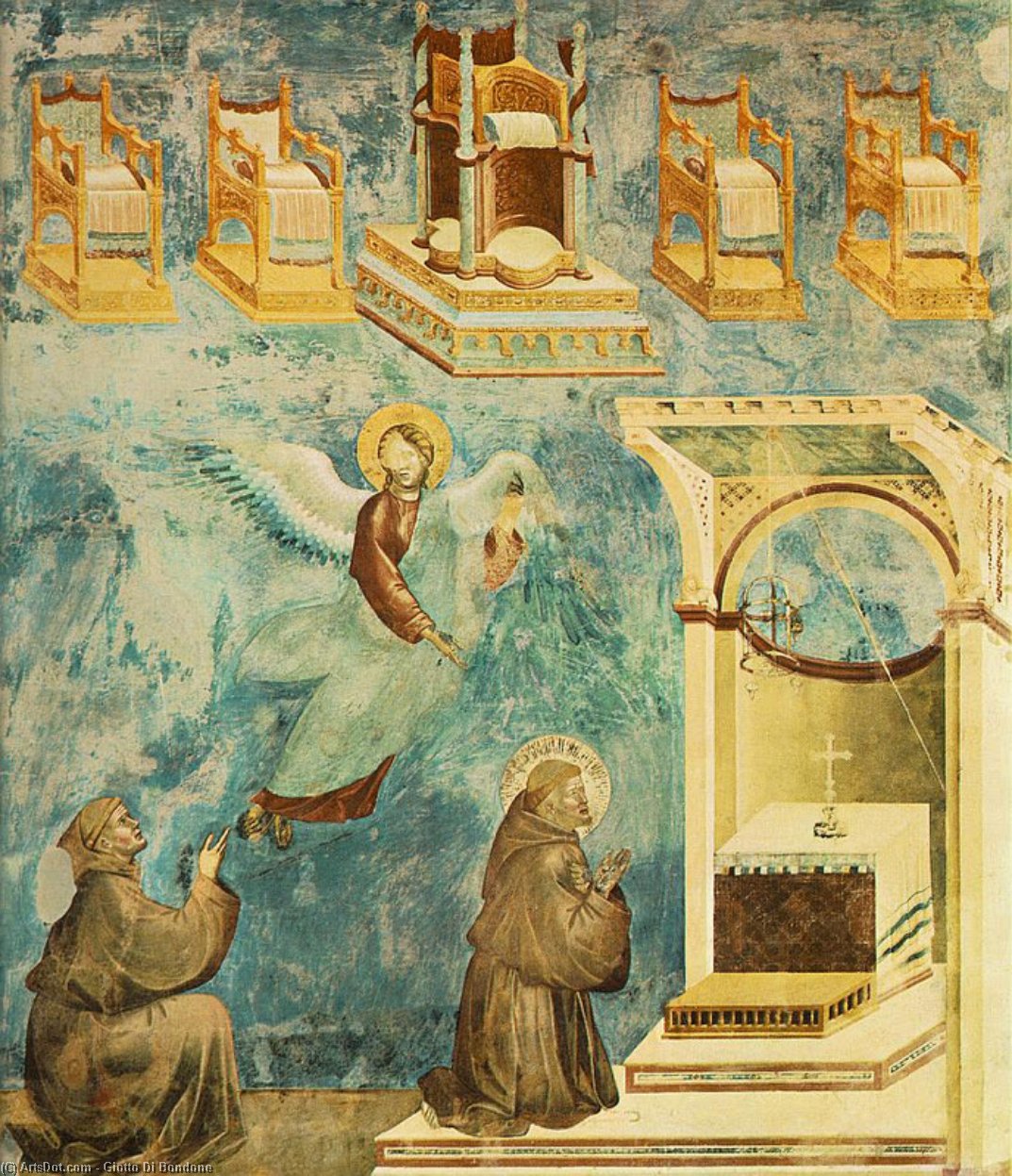 Wikioo.org - The Encyclopedia of Fine Arts - Painting, Artwork by Giotto Di Bondone - Legend of St Francis - [09] - Vision of the Thrones
