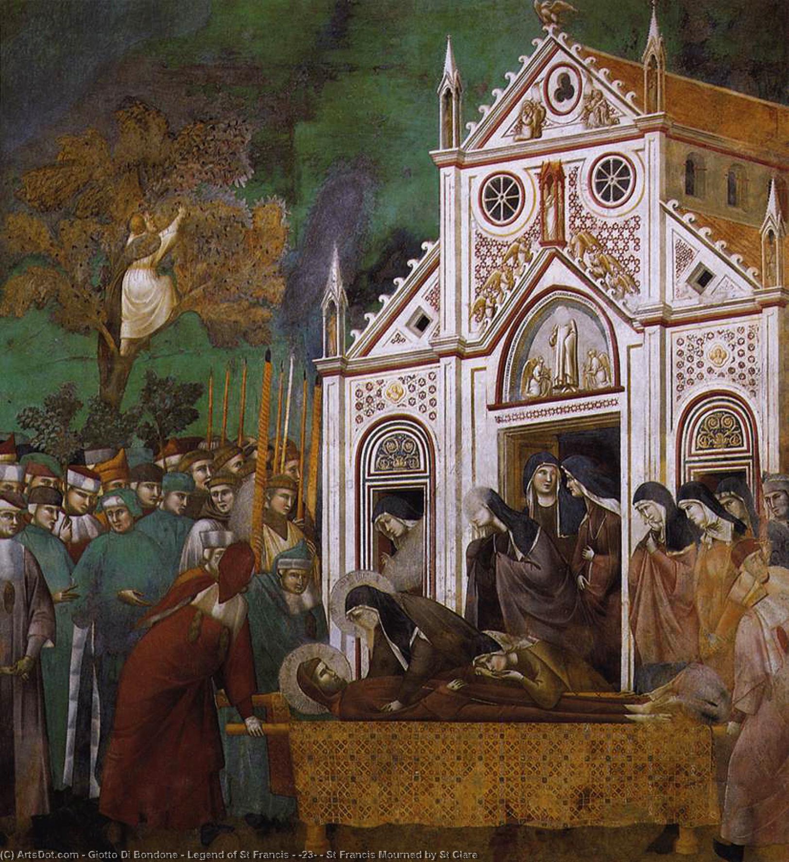 Wikioo.org - The Encyclopedia of Fine Arts - Painting, Artwork by Giotto Di Bondone - Legend of St Francis - [23] - St Francis Mourned by St Clare