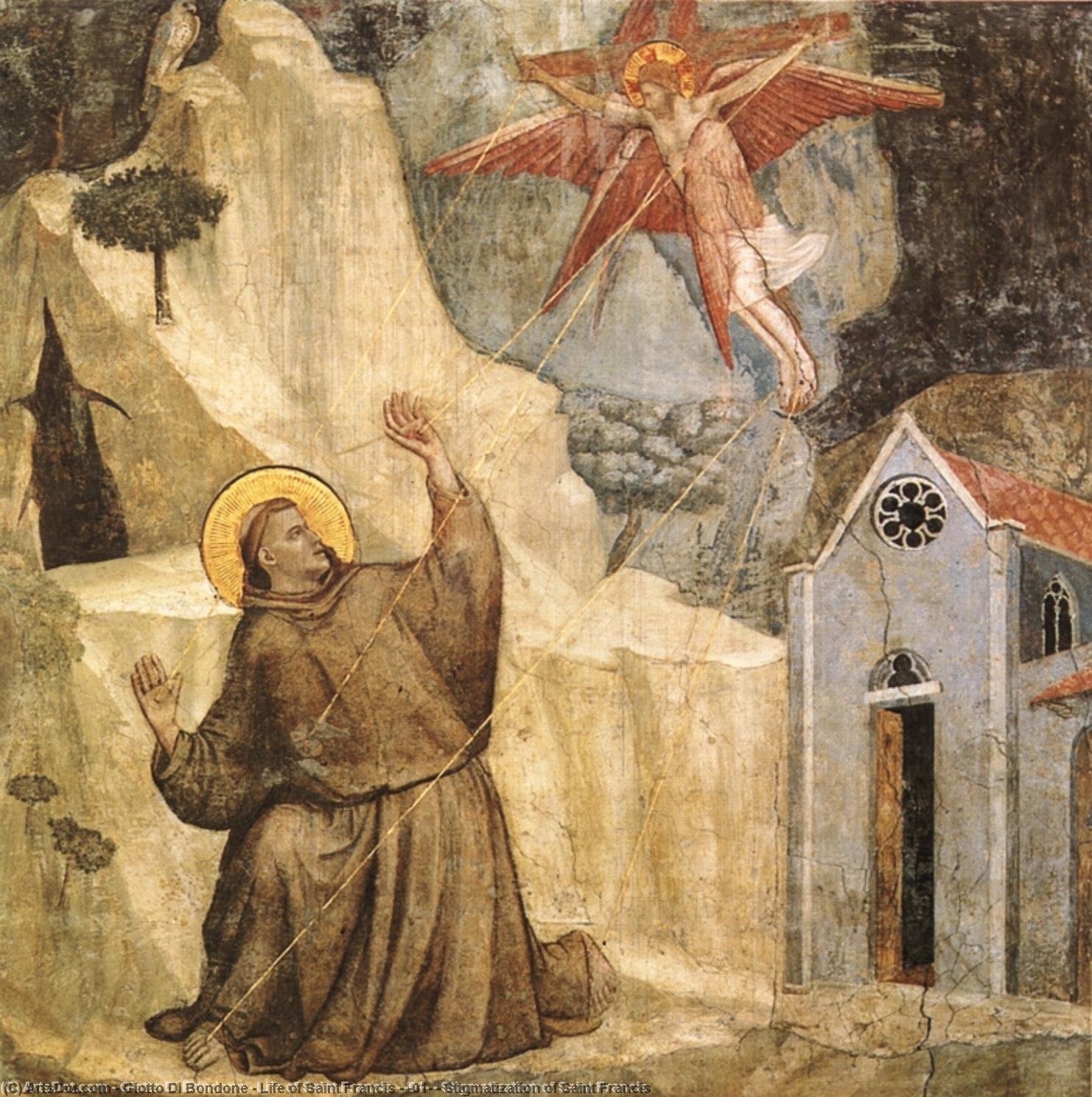 Wikioo.org – La Enciclopedia de las Bellas Artes - Pintura, Obras de arte de Giotto Di Bondone - vida de san francisco - [ 01 ] - la estigmatización de san francisco