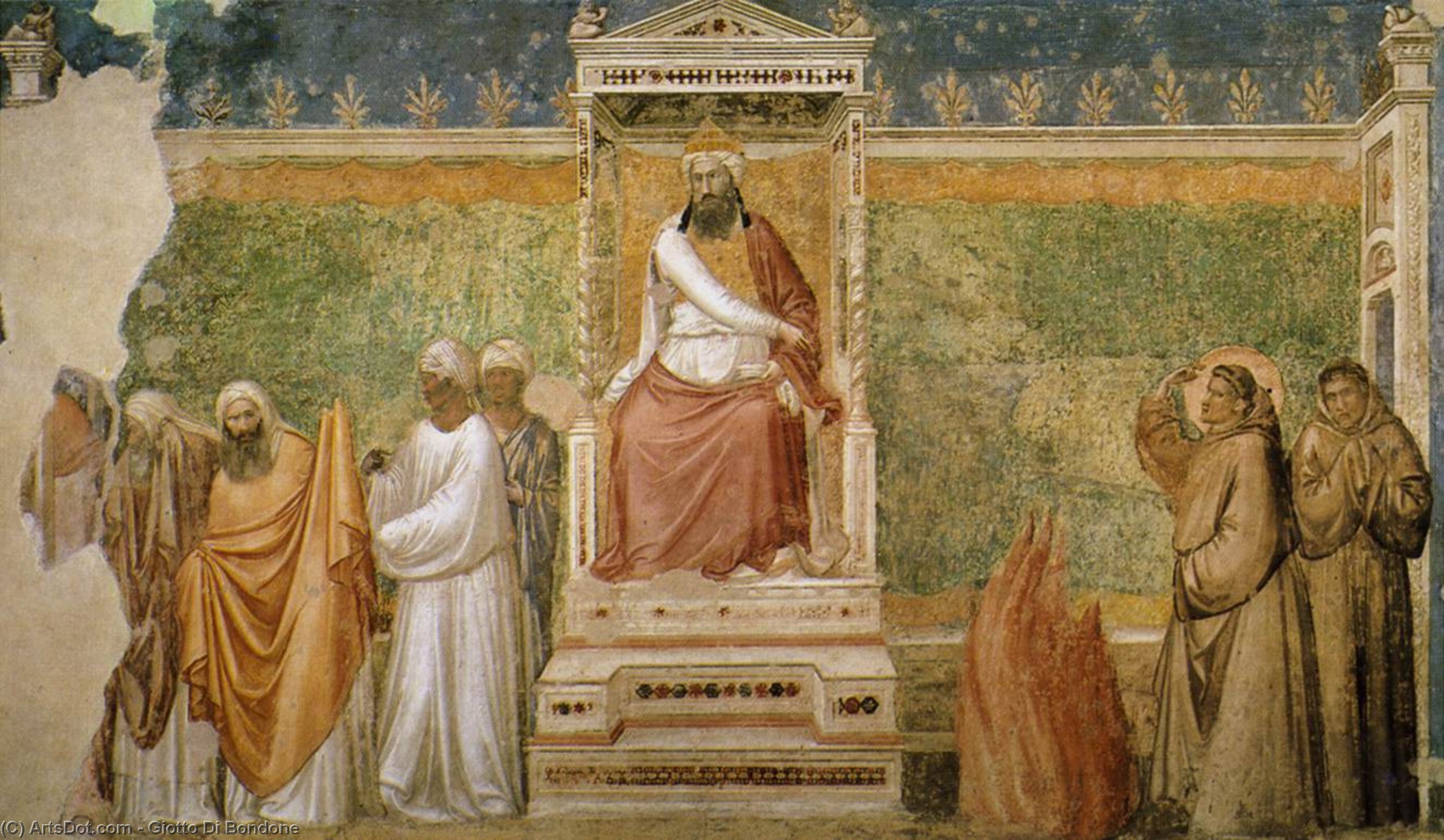 Wikioo.org – L'Enciclopedia delle Belle Arti - Pittura, Opere di Giotto Di Bondone - vita di san francesco - [ 06 ] - san francesco davanti al sultano