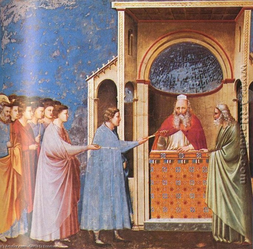 Wikioo.org – L'Enciclopedia delle Belle Arti - Pittura, Opere di Giotto Di Bondone - Scrovegni - [ 09 ] - le aste portato al tempio