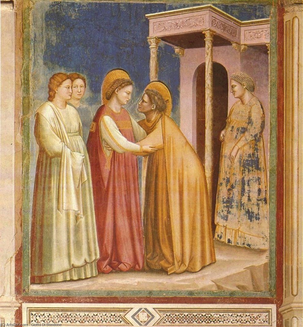 Wikioo.org - Bách khoa toàn thư về mỹ thuật - Vẽ tranh, Tác phẩm nghệ thuật Giotto Di Bondone - Scrovegni - [16] - Visitation