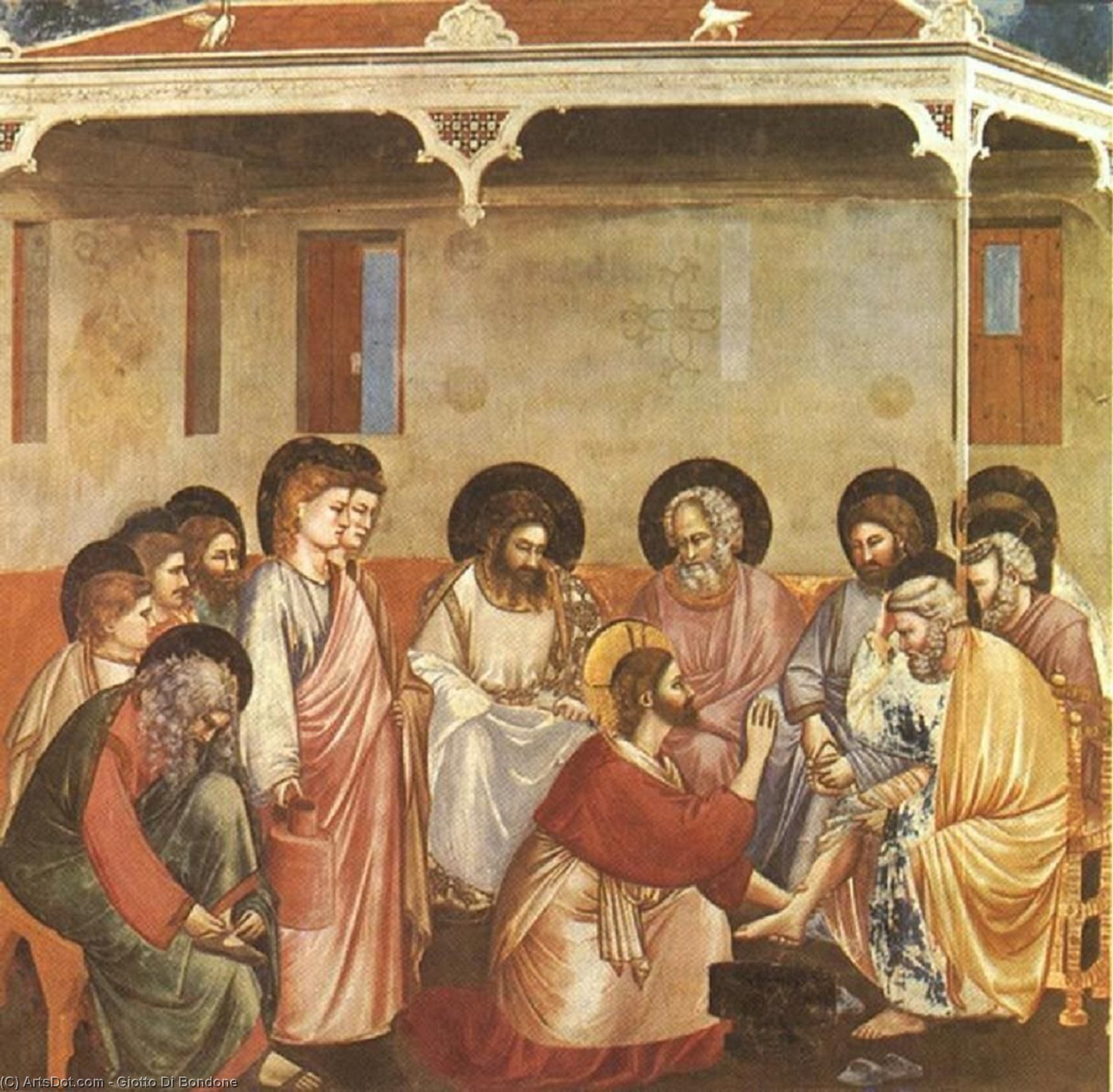 Wikioo.org - Bách khoa toàn thư về mỹ thuật - Vẽ tranh, Tác phẩm nghệ thuật Giotto Di Bondone - Scrovegni - [30] - Washing of Feet