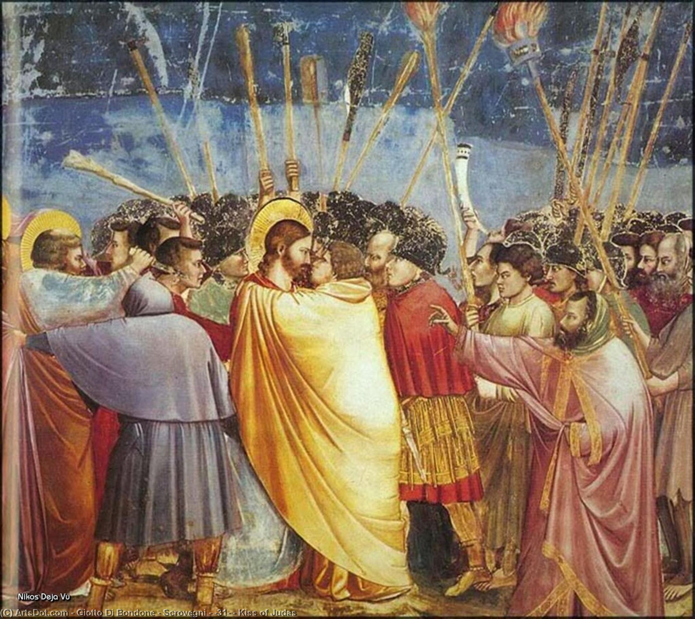 Wikioo.org - The Encyclopedia of Fine Arts - Painting, Artwork by Giotto Di Bondone - Scrovegni - [31] - Kiss of Judas
