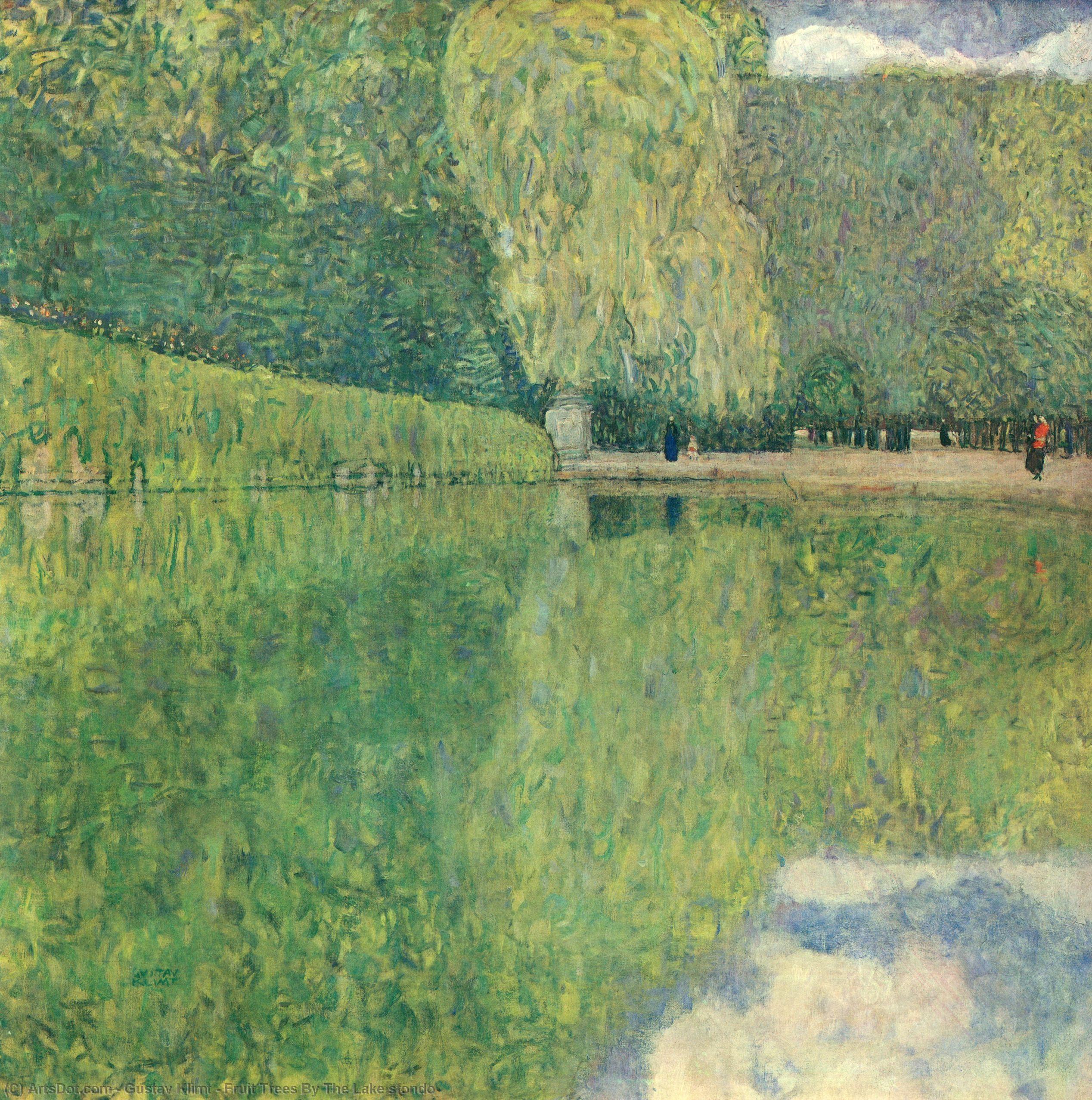 WikiOO.org - Енциклопедия за изящни изкуства - Живопис, Произведения на изкуството Gustav Klimt - Fruit Trees By The Lake sfondo