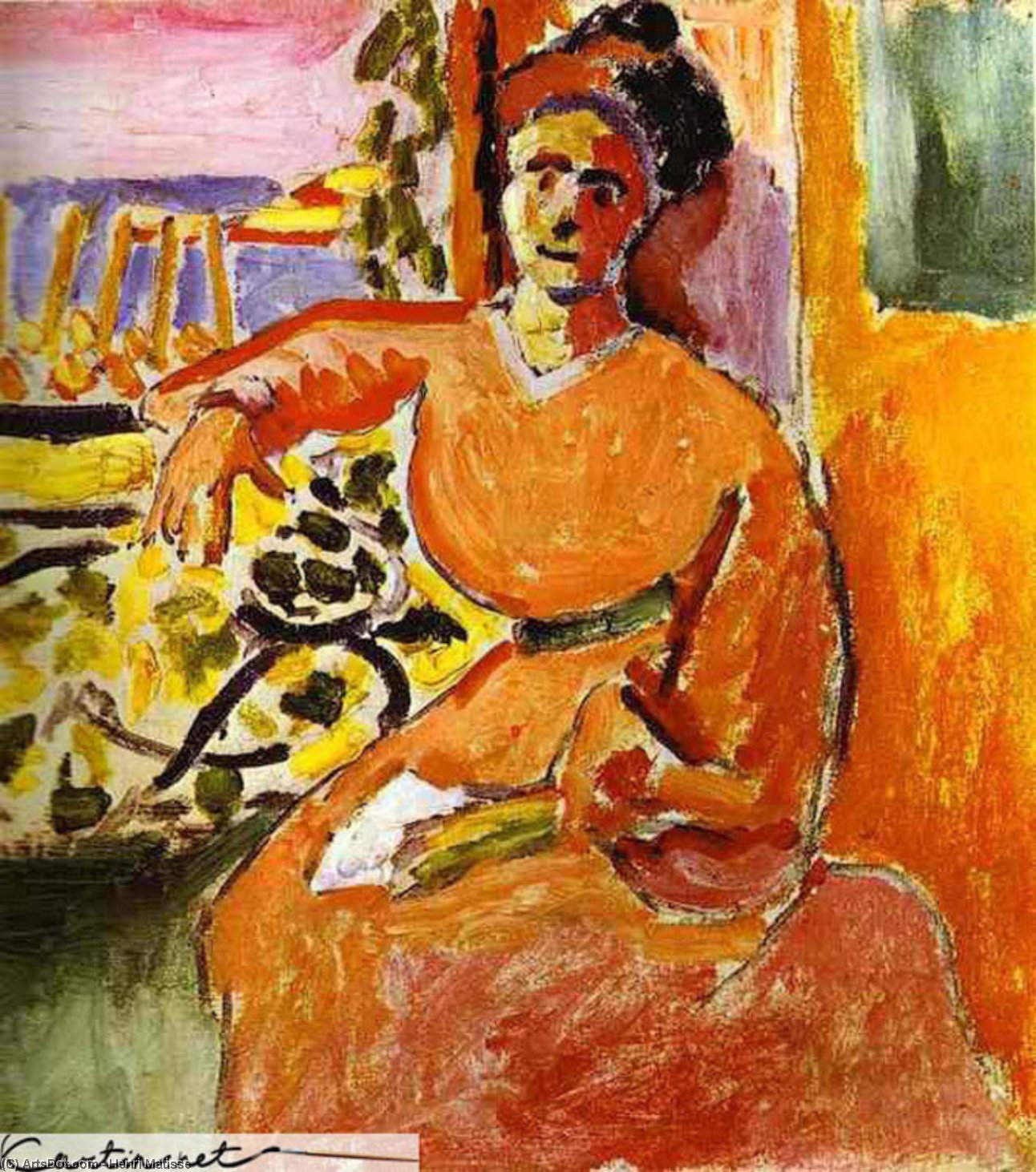 Wikoo.org - موسوعة الفنون الجميلة - اللوحة، العمل الفني Henri Matisse - A Woman Sitting before the Window