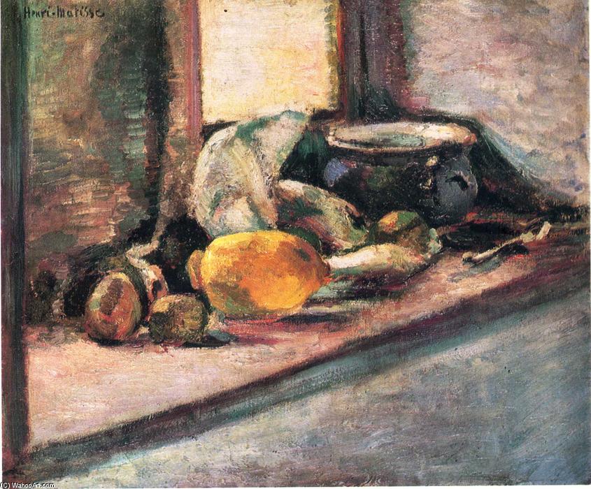 Wikioo.org - The Encyclopedia of Fine Arts - Painting, Artwork by Henri Matisse - Blue Pot and Lemon
