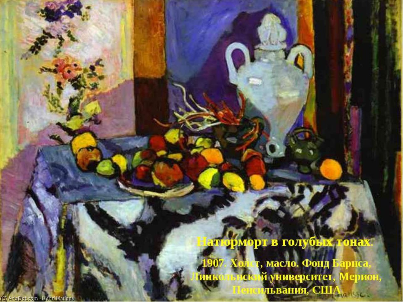 WikiOO.org - Enciklopedija dailės - Tapyba, meno kuriniai Henri Matisse - Blue Still Life