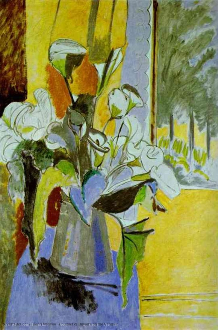 Wikoo.org - موسوعة الفنون الجميلة - اللوحة، العمل الفني Henri Matisse - Bouquet of Flowers on the Veranda
