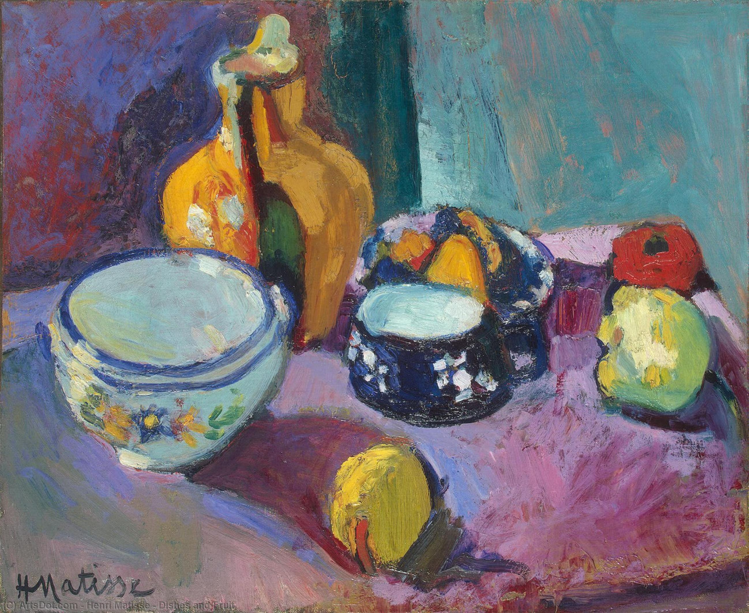 Wikoo.org - موسوعة الفنون الجميلة - اللوحة، العمل الفني Henri Matisse - Dishes and Fruit