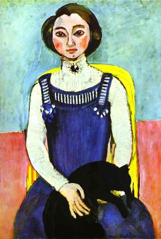 Wikoo.org - موسوعة الفنون الجميلة - اللوحة، العمل الفني Henri Matisse - Girl with A Black Cat