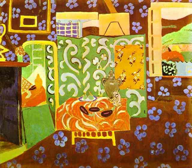 Wikoo.org - موسوعة الفنون الجميلة - اللوحة، العمل الفني Henri Matisse - Interior in Aubergines