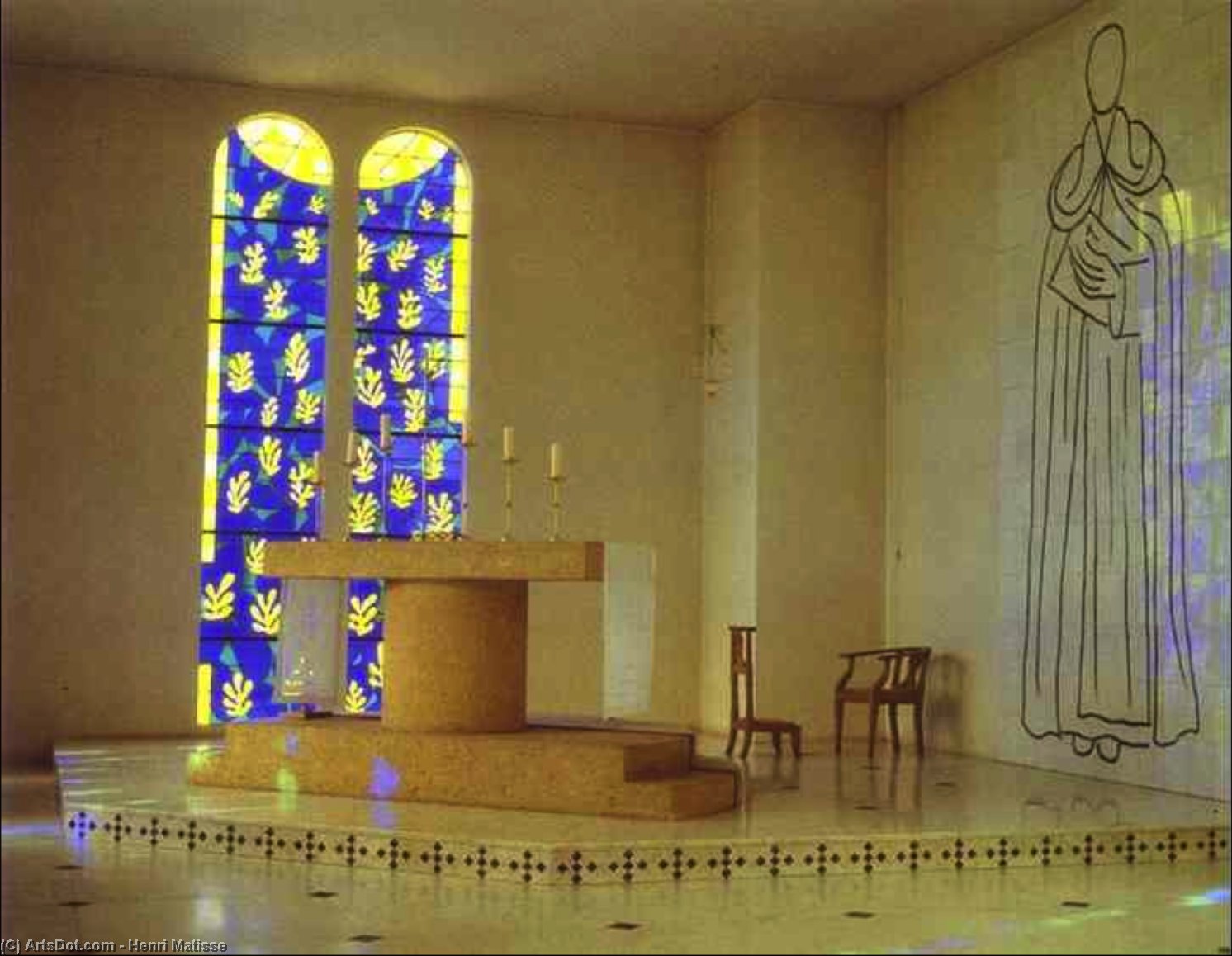 Wikioo.org – L'Enciclopedia delle Belle Arti - Pittura, Opere di Henri Matisse - interno della cappella del rosario , Vence