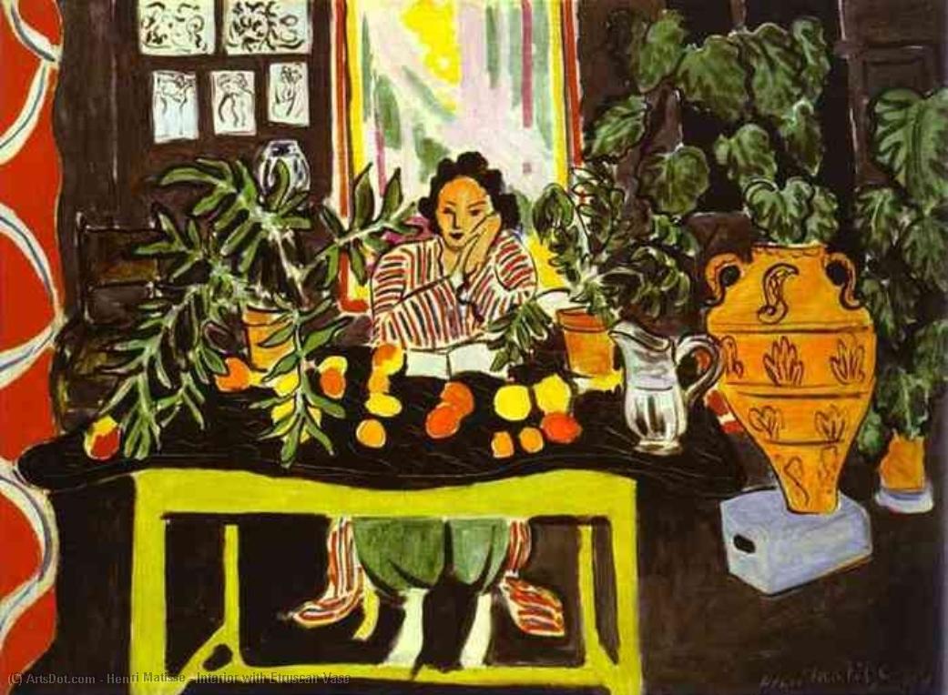 Wikioo.org - The Encyclopedia of Fine Arts - Painting, Artwork by Henri Matisse - Interior with Etruscan Vase