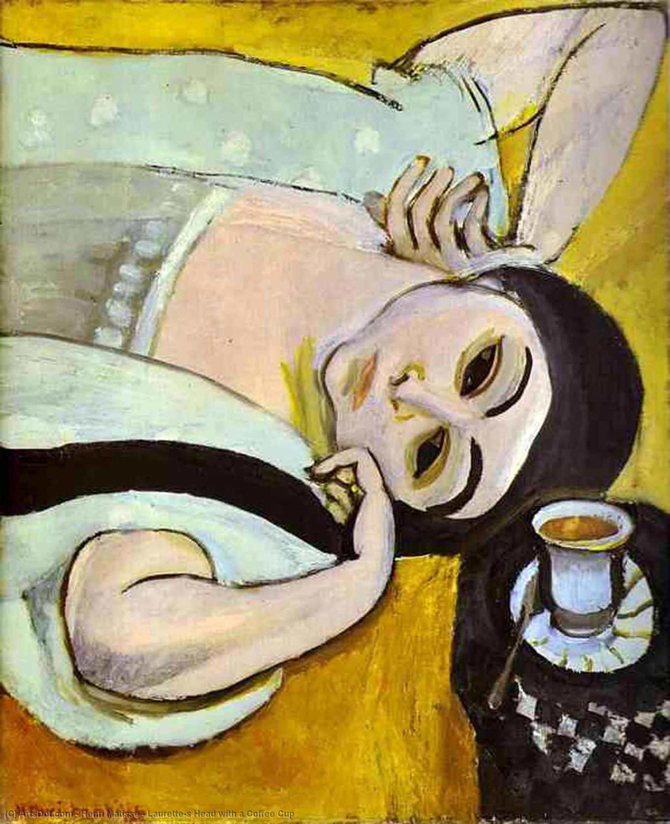 Wikoo.org - موسوعة الفنون الجميلة - اللوحة، العمل الفني Henri Matisse - Laurette's Head with a Coffee Cup