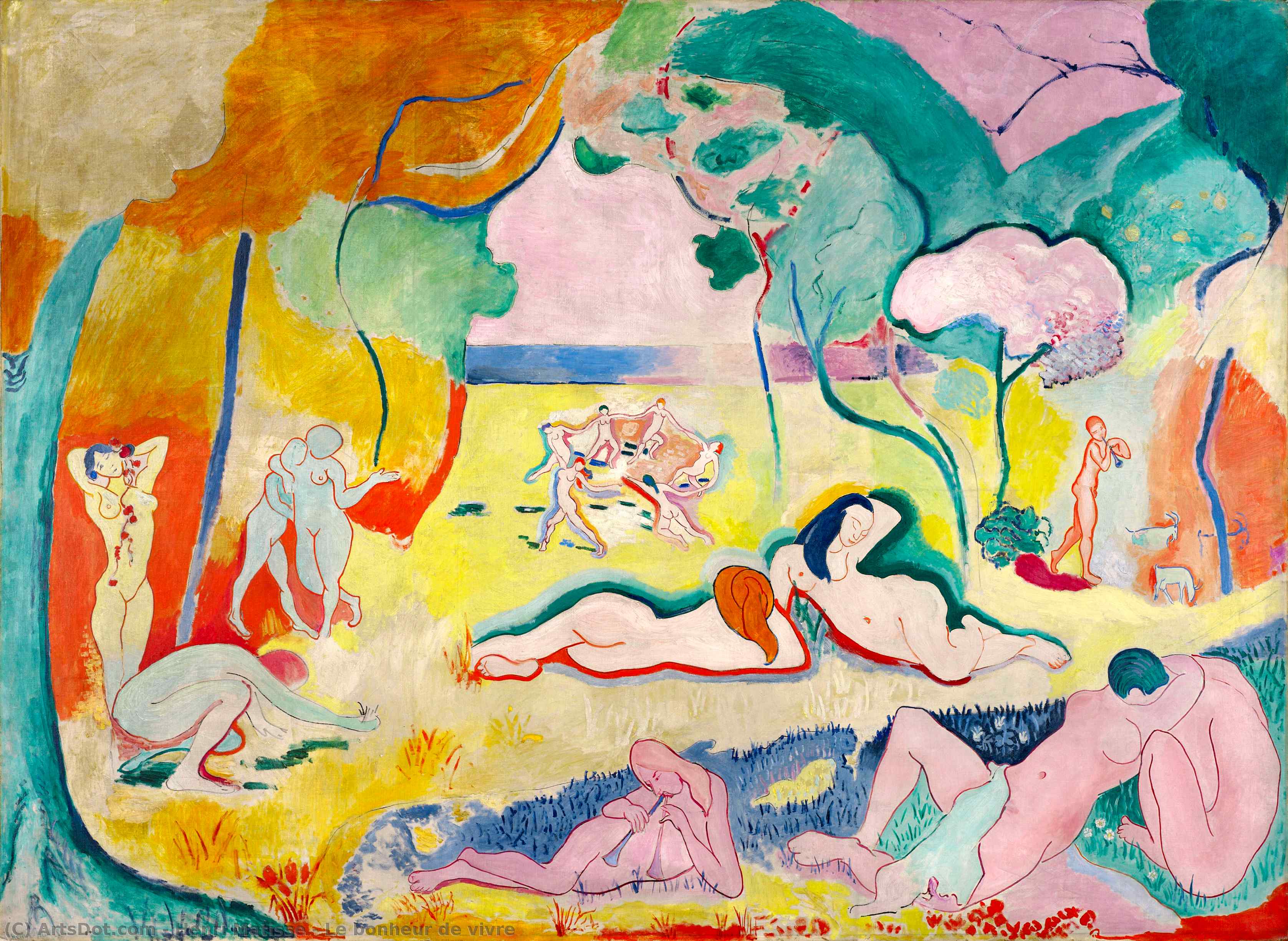 Wikoo.org - موسوعة الفنون الجميلة - اللوحة، العمل الفني Henri Matisse - Le bonheur de vivre