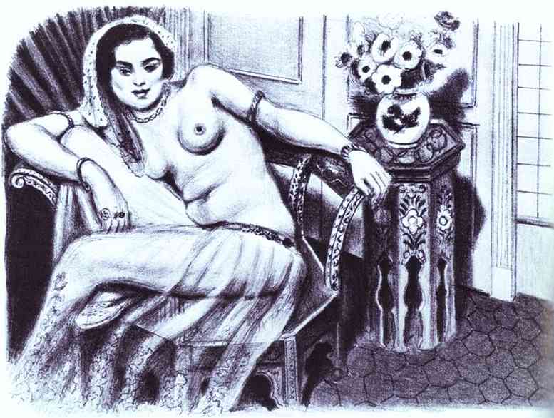 Wikioo.org – L'Enciclopedia delle Belle Arti - Pittura, Opere di Henri Matisse - Odalisca in un pannello esterno della garza