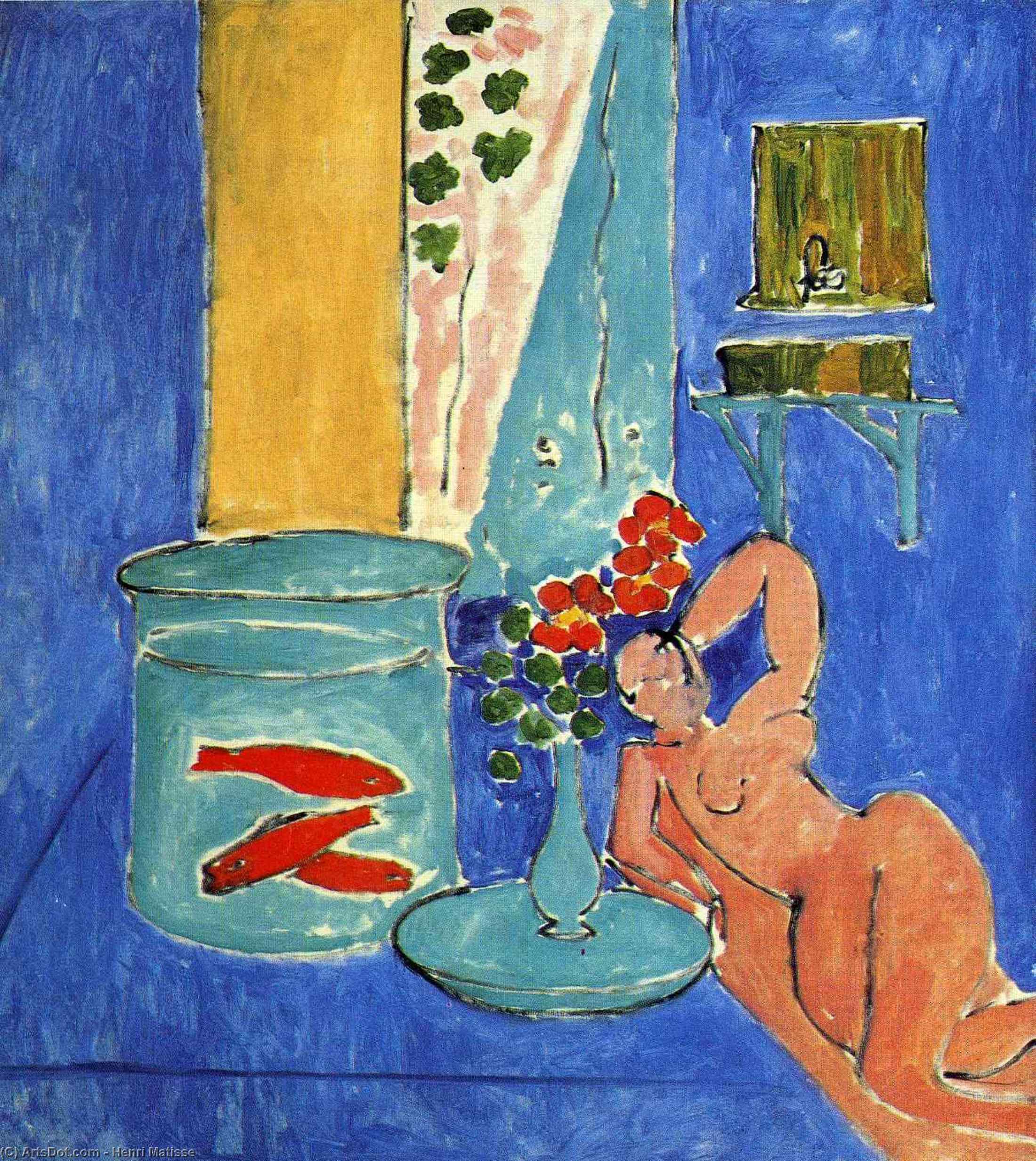 WikiOO.org - Енциклопедия за изящни изкуства - Живопис, Произведения на изкуството Henri Matisse - Red Fish and a Sculpture