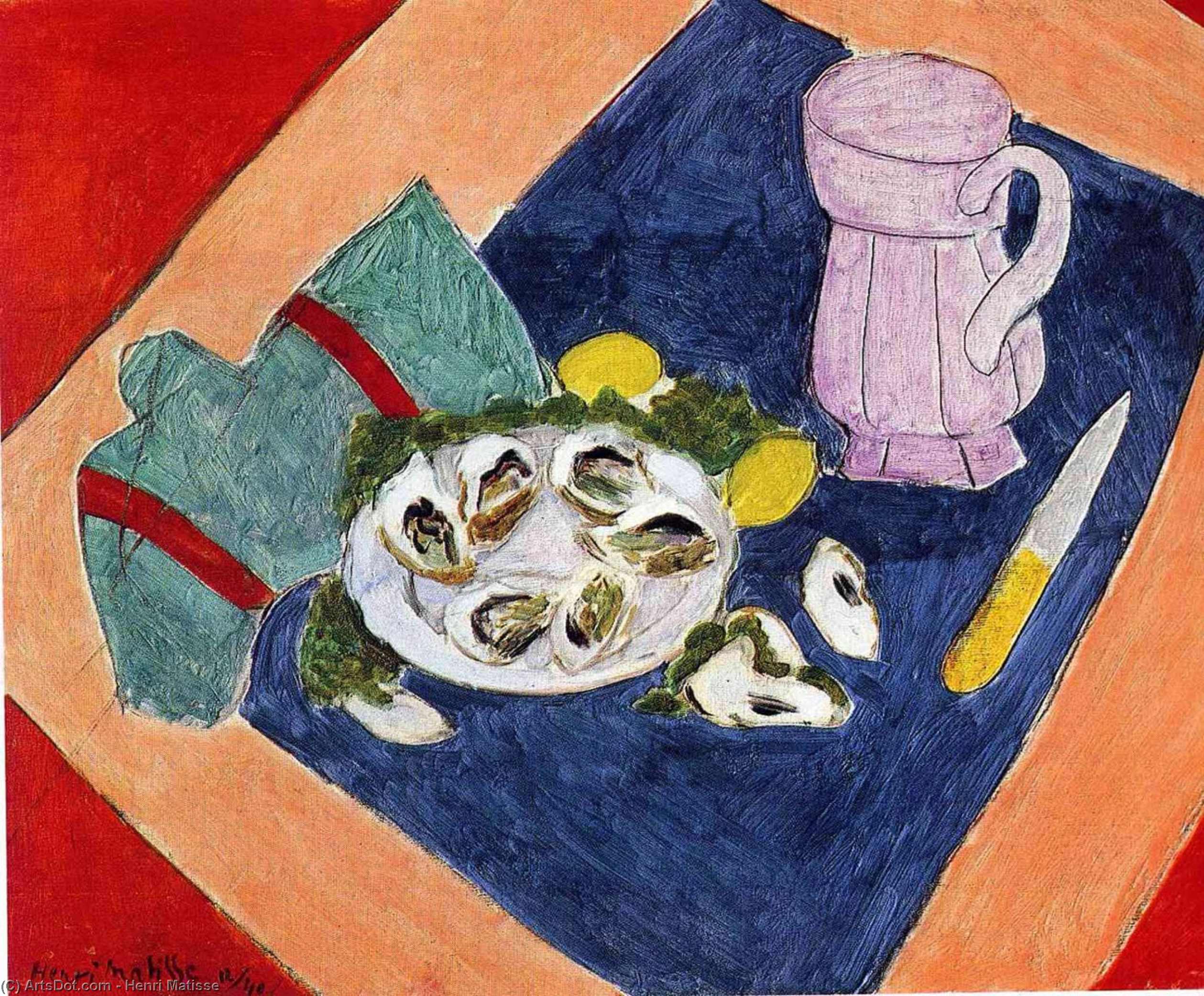 Wikoo.org - موسوعة الفنون الجميلة - اللوحة، العمل الفني Henri Matisse - Still Life with Oysters