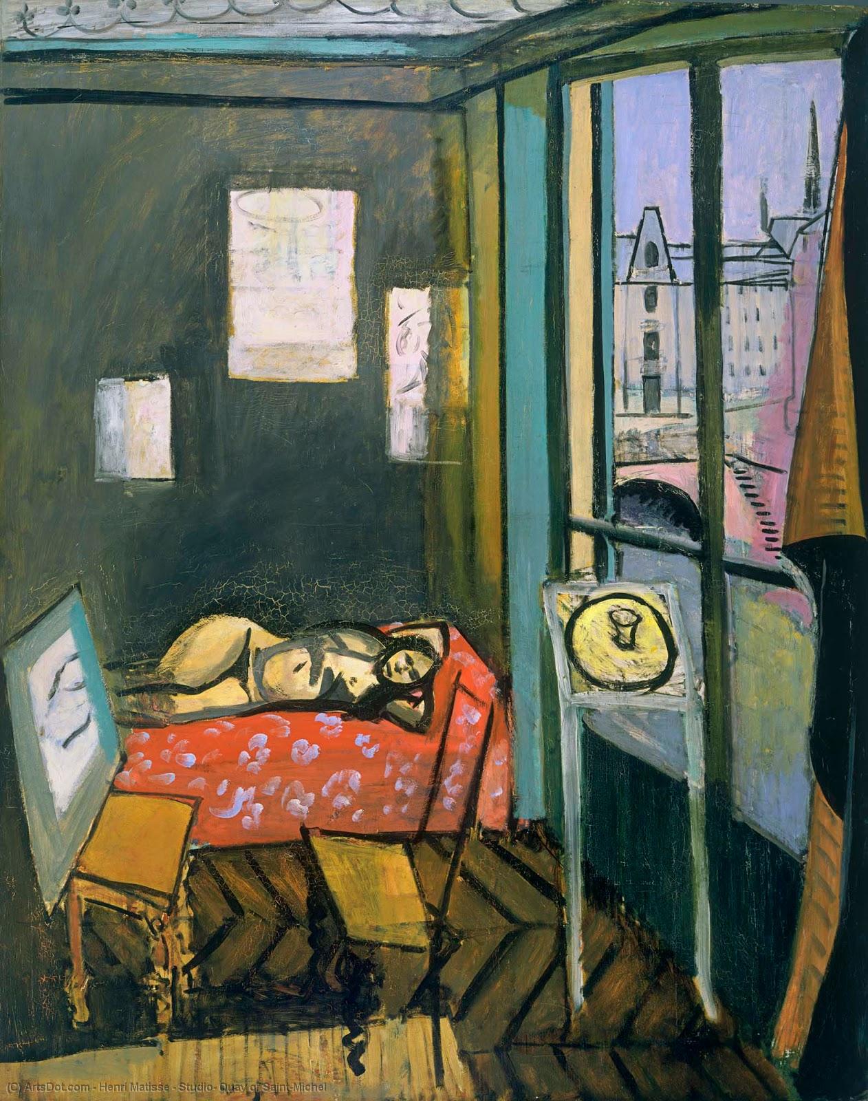 Wikoo.org - موسوعة الفنون الجميلة - اللوحة، العمل الفني Henri Matisse - Studio, Quay of Saint-Michel