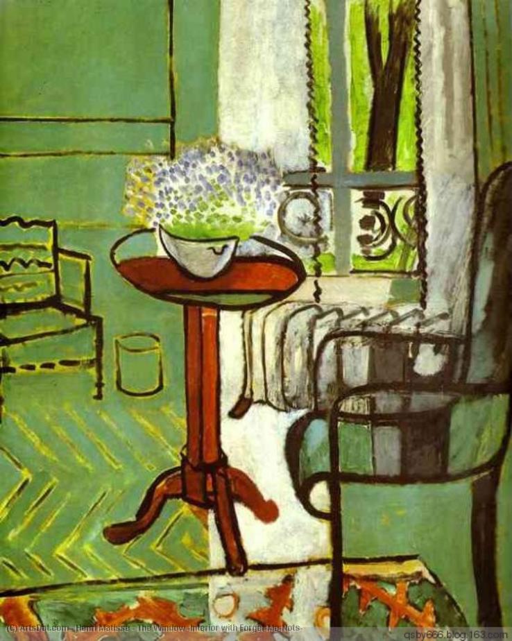 WikiOO.org - 백과 사전 - 회화, 삽화 Henri Matisse - The Window (Interior with Forget-Me-Nots)