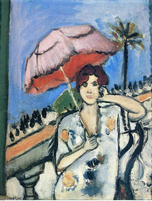 Wikoo.org - موسوعة الفنون الجميلة - اللوحة، العمل الفني Henri Matisse - Woman with Umbrella