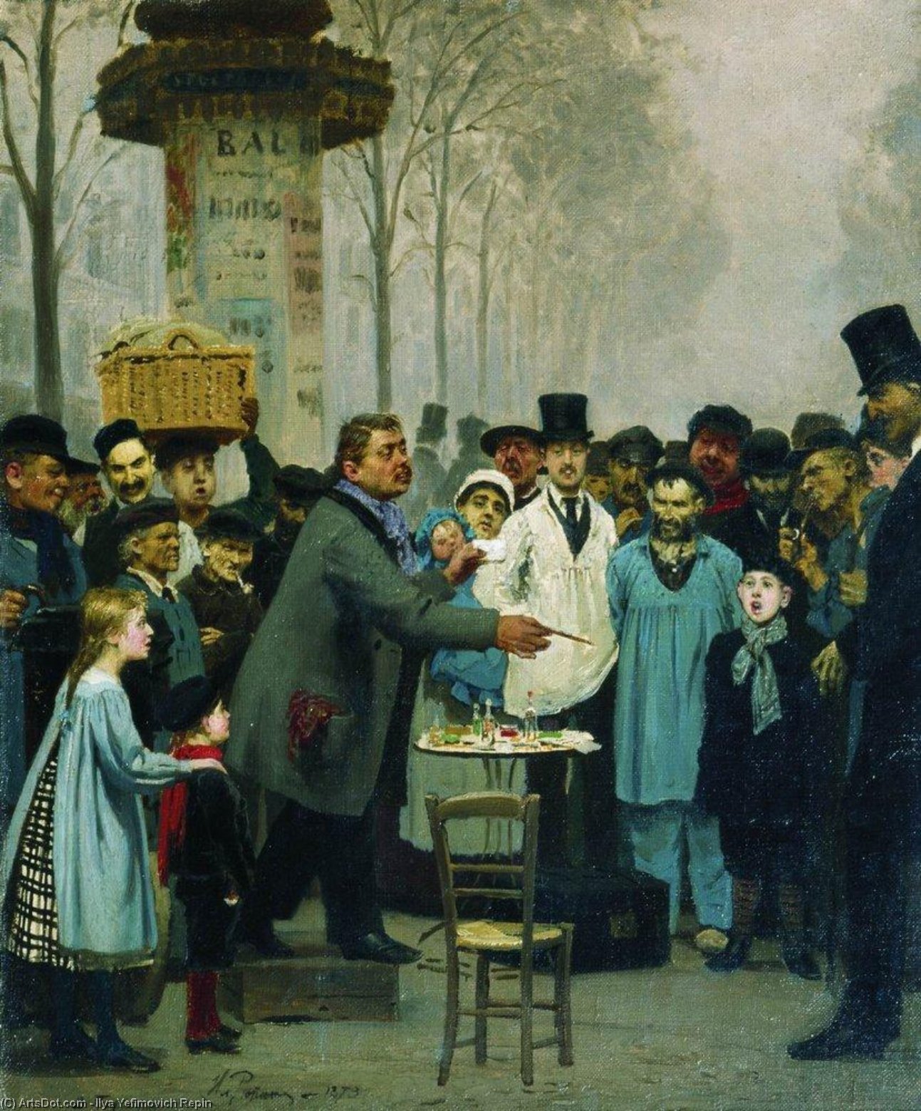 WikiOO.org - 백과 사전 - 회화, 삽화 Ilya Yefimovich Repin - A Newspaper Seller in Paris