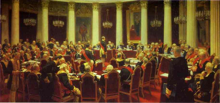 Wikioo.org - สารานุกรมวิจิตรศิลป์ - จิตรกรรม Ilya Yefimovich Repin - Ceremonial Meeting of the State Council