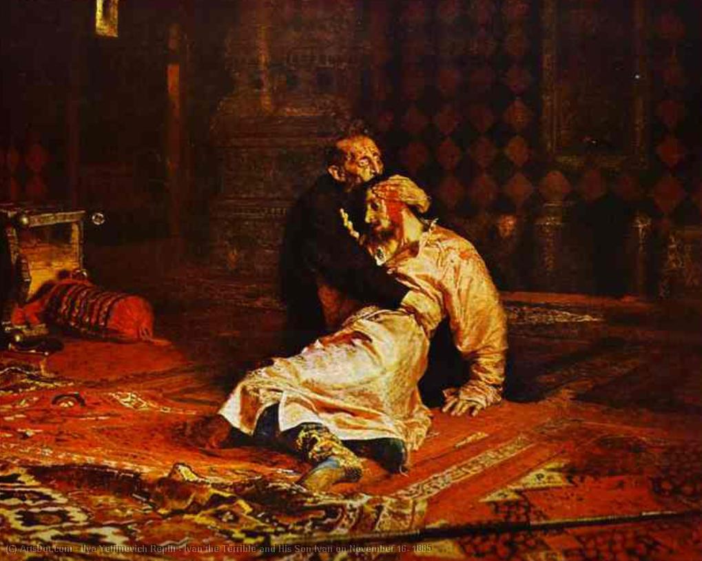 WikiOO.org – 美術百科全書 - 繪畫，作品 Ilya Yefimovich Repin - 伊万 可怕 和他的 儿子 伊万 十一月 16 , 1885