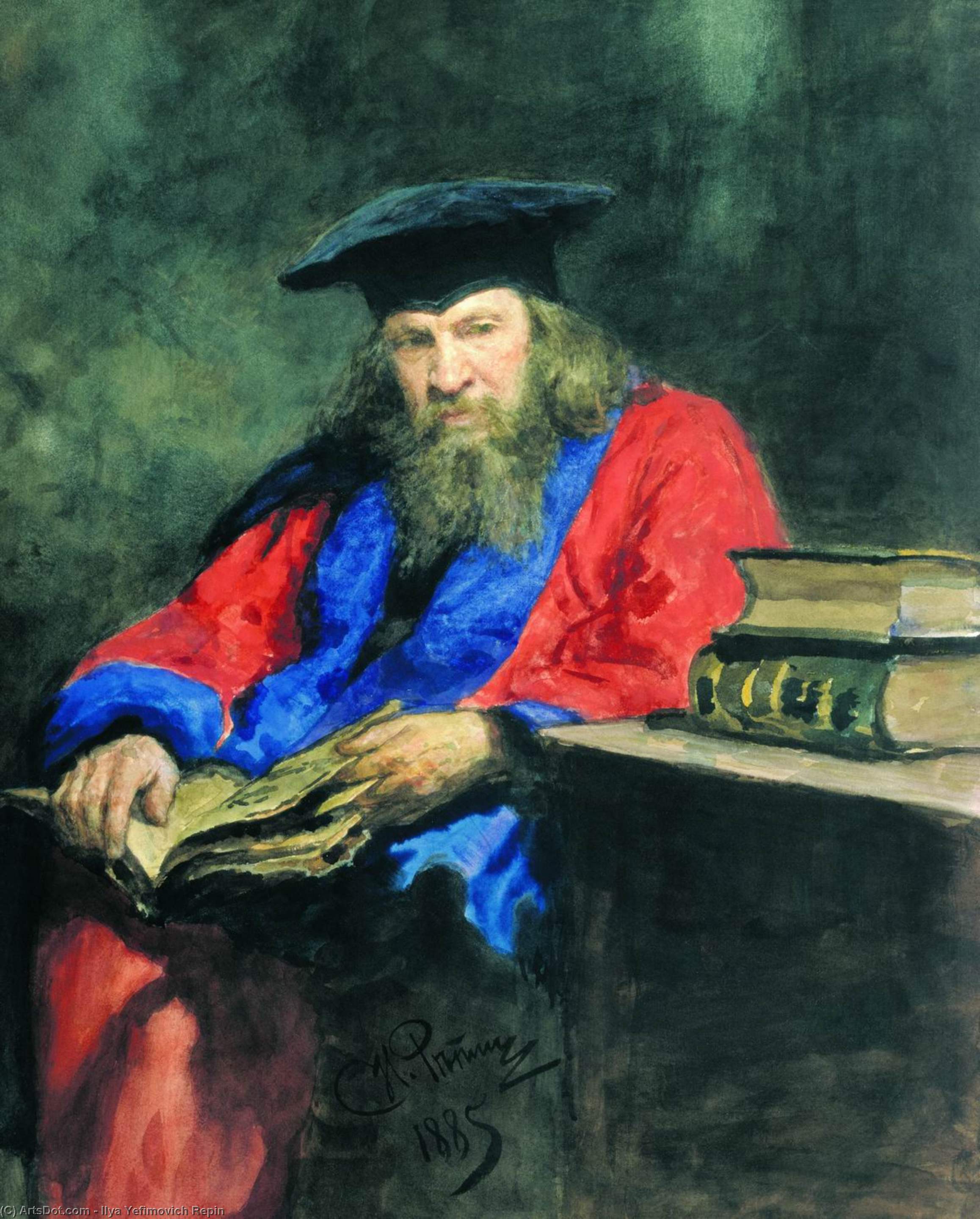 WikiOO.org - אנציקלופדיה לאמנויות יפות - ציור, יצירות אמנות Ilya Yefimovich Repin - Portrait of Dmitry Mendeleev