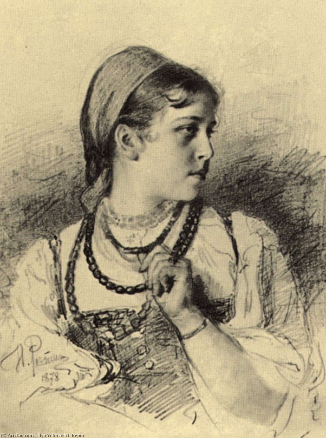 WikiOO.org - Encyclopedia of Fine Arts - Festés, Grafika Ilya Yefimovich Repin - Portrait of T. A. Mamontova