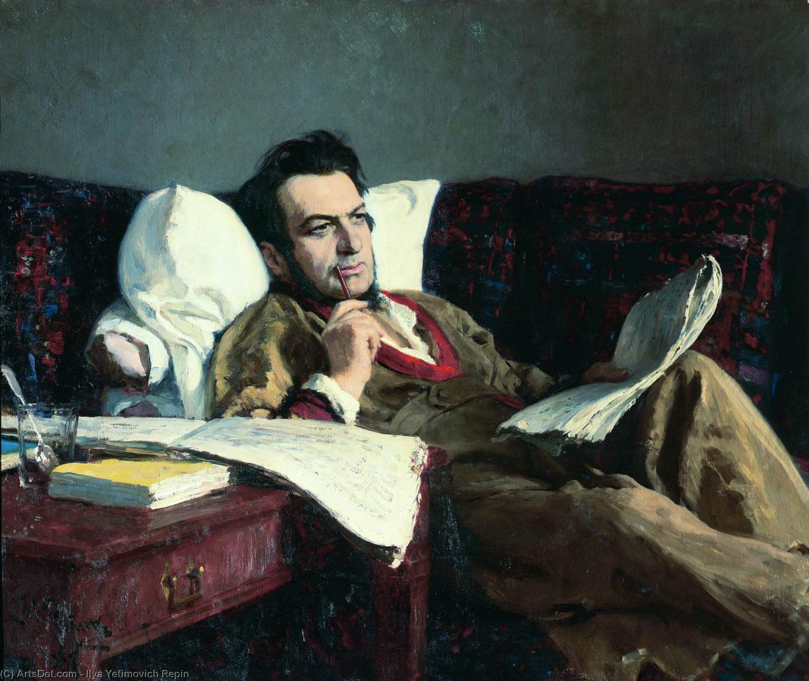 Wikioo.org - The Encyclopedia of Fine Arts - Painting, Artwork by Ilya Yefimovich Repin - Portrait of the Composer Mikhail Glinka