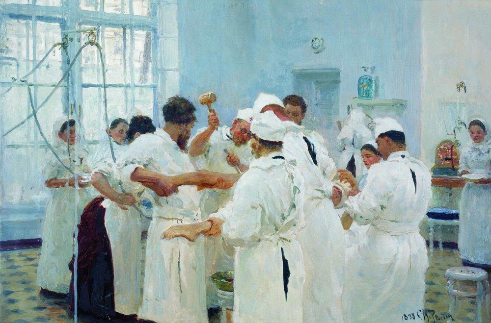 WikiOO.org - Enciclopedia of Fine Arts - Pictura, lucrări de artă Ilya Yefimovich Repin - The Surgeon E. Pavlov in the Operating Theater