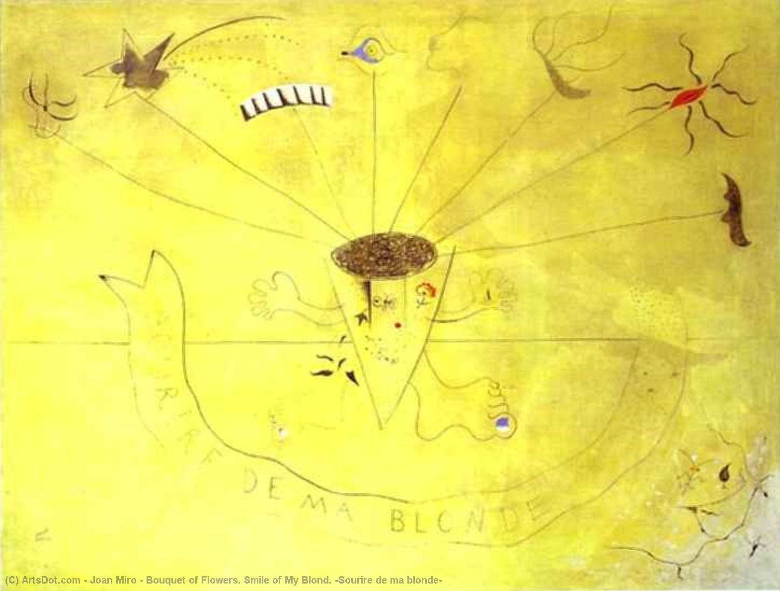 Wikioo.org – La Enciclopedia de las Bellas Artes - Pintura, Obras de arte de Joan Miro - ramo de flores . sonrisa de mi rubio . ( Sourire delaware massachusetts rubia )
