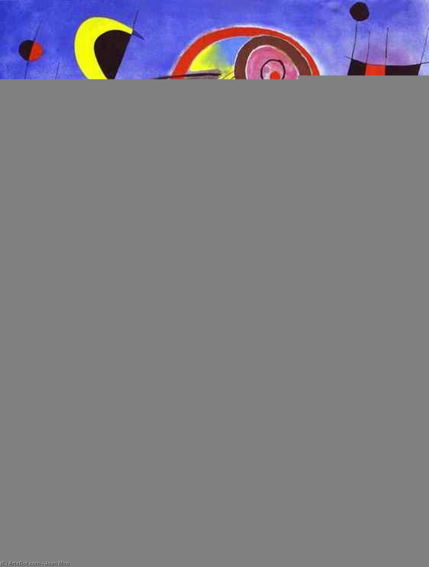 WikiOO.org - Энциклопедия изобразительного искусства - Живопись, Картины  Joan Miro - лестницы через голубое небо к огненному колесу