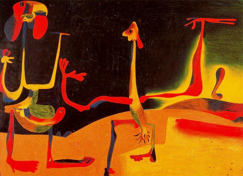 Wikioo.org - The Encyclopedia of Fine Arts - Painting, Artwork by Joan Miro - Man and Woman in Front of a Pile of Excrement