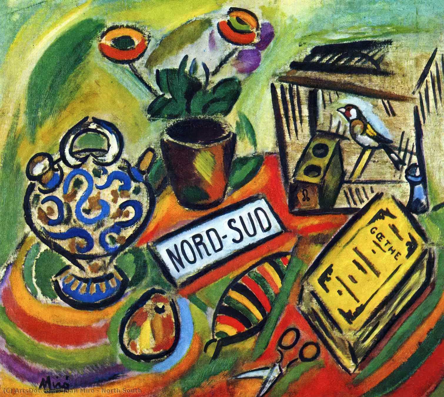 Wikoo.org - موسوعة الفنون الجميلة - اللوحة، العمل الفني Joan Miro - North South